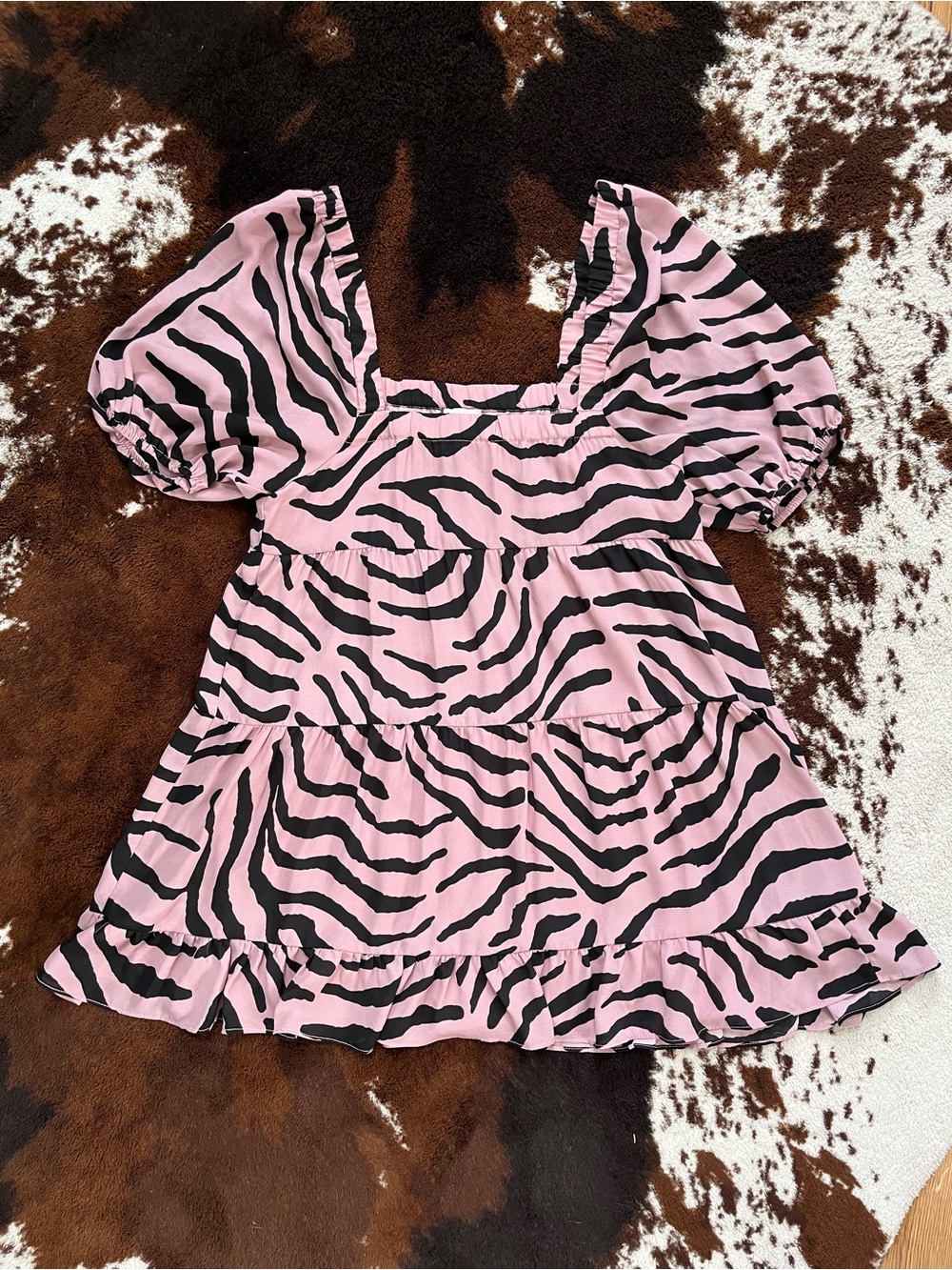 BuddyLove Pink Zebra Babydoll Dress | Size: MED
